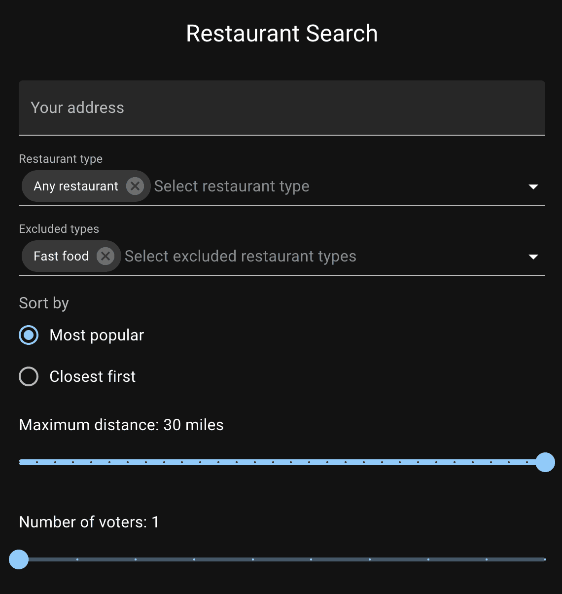 Restaurant search
